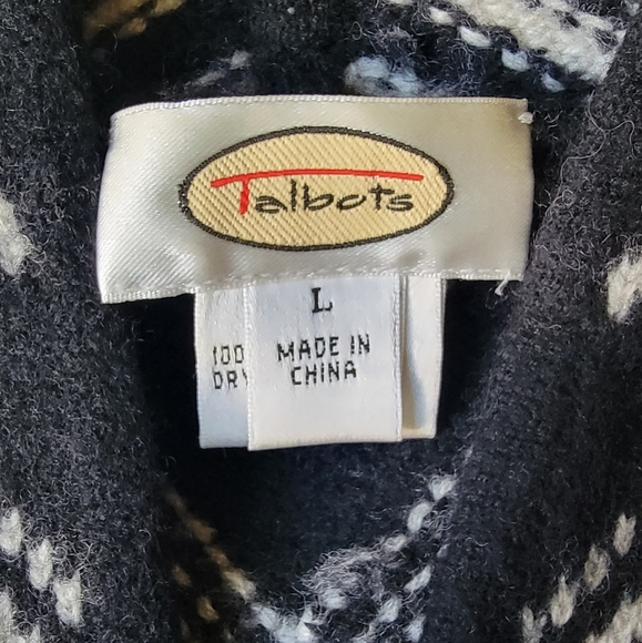 Talbots striped zipper-front sweater jacket, 100% wool - Picture 3 of 3